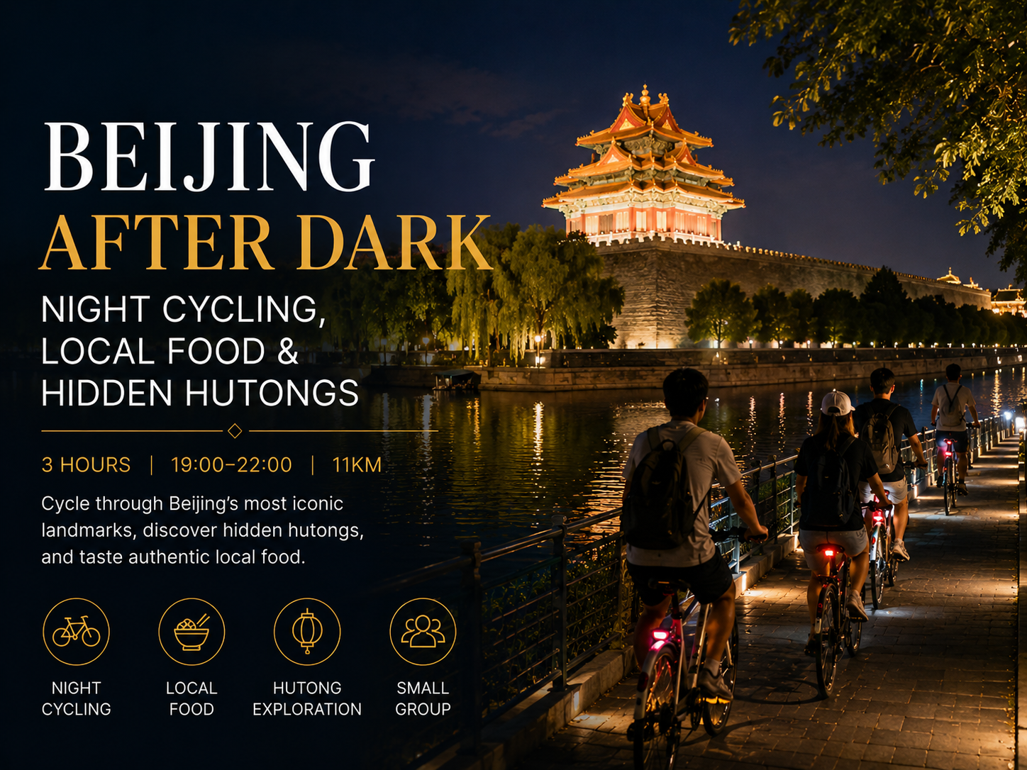 Beijing Night Cycling, Local Food & Hutongs (3 Hours,11km)